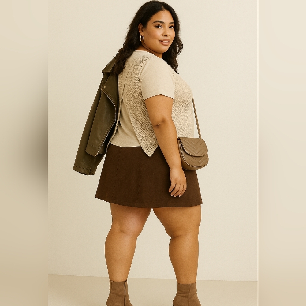 Beige Textured Luxe Crotchet Short Sleeve Top Light Layering Open Back Drape